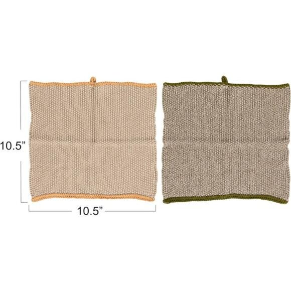Cotton dish cloth set of 2 kitchen towels washable reusable absorbent cleaning 1 - Picture 2 of 8
